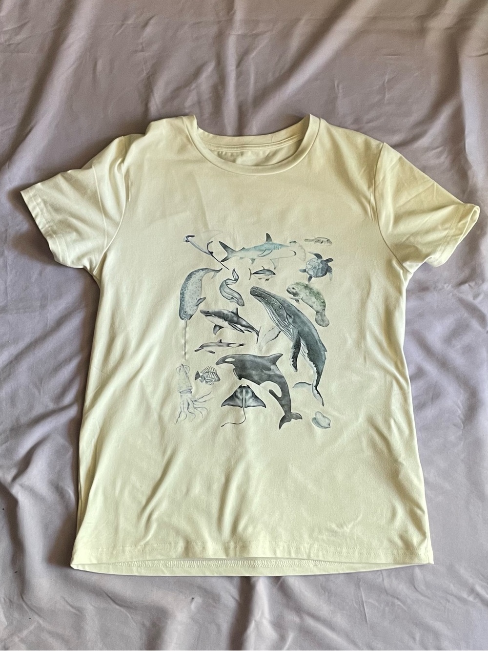 Off-White Ocean Life Graphic Tee Watercolor Sea Creatures T-Shirt XS (Fits S)